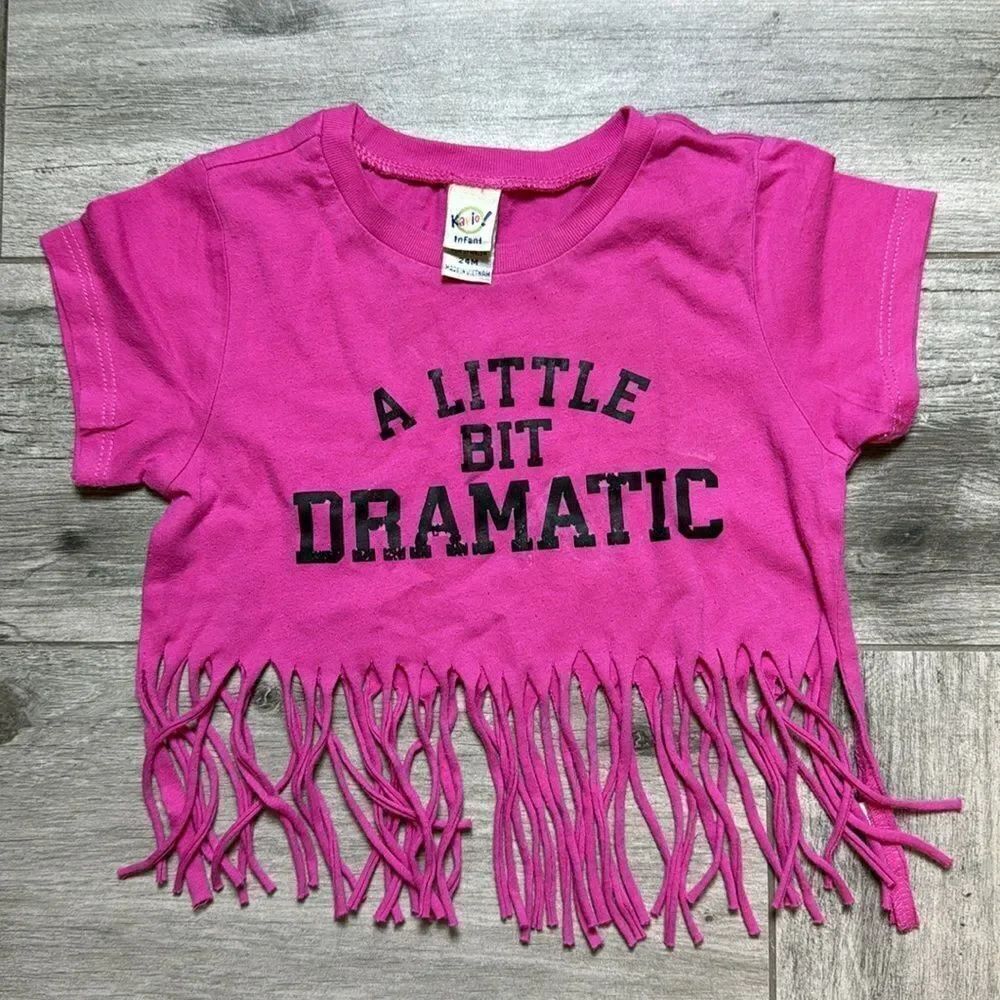 Kavio Infant Kids "A Little Bit Dramatic" Fringe Crop T-Shirt Pink Size 24M